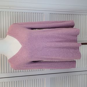 V-neck soft pink and grey sweater